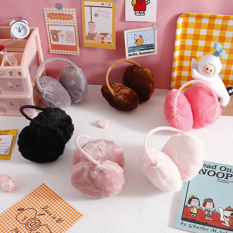 

New Simple Fur Solid Color Ladies Ear Warmer Muffs Autumn and Winter Warm and Comfortable Unisex Skiing Fur Headphones Cute