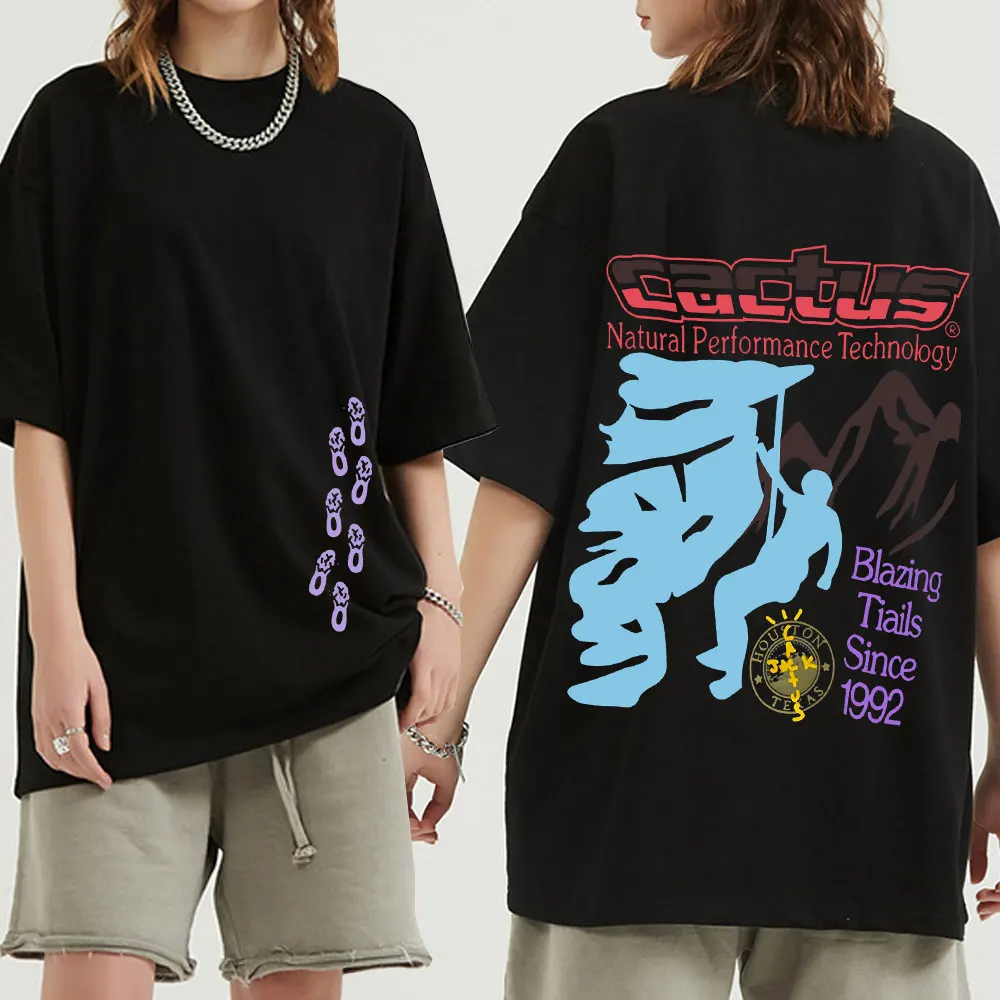 

New Cactus Jack Hip Hop Casual Men T Shirt Travis Scott Album ASTROWORLD Letter Print T-Shirts Men Tee Tops Oversized Streetwear