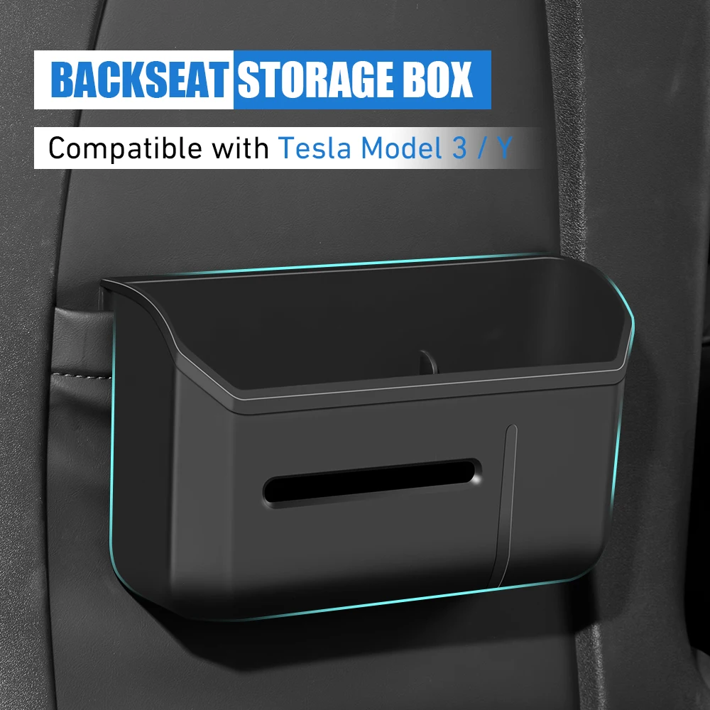 

Car Back Seat Organizer TPE Glasses Case Storage Box For Tesla Model 3 Y Tissue Holder Phone Drink Tray Interior Accessories