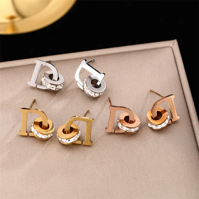 Роскошные женские серьги из нержавеющей стали 316L с римскими цифрами простые