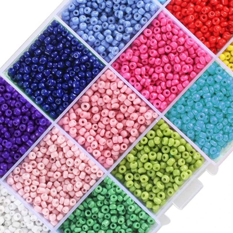 

7000Pieces/set Glass Seed Beads Started Kit Small Craft Beads for DIY Bracelet Necklace Jewelry Making Supplies 3mm Size