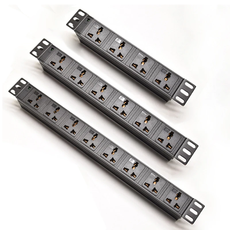 

Aluminum alloy power strip Wall Mount household office socket 2/3/4/5/6/7/8/9/10 Ways Universal Output adapter LED 2m Cord