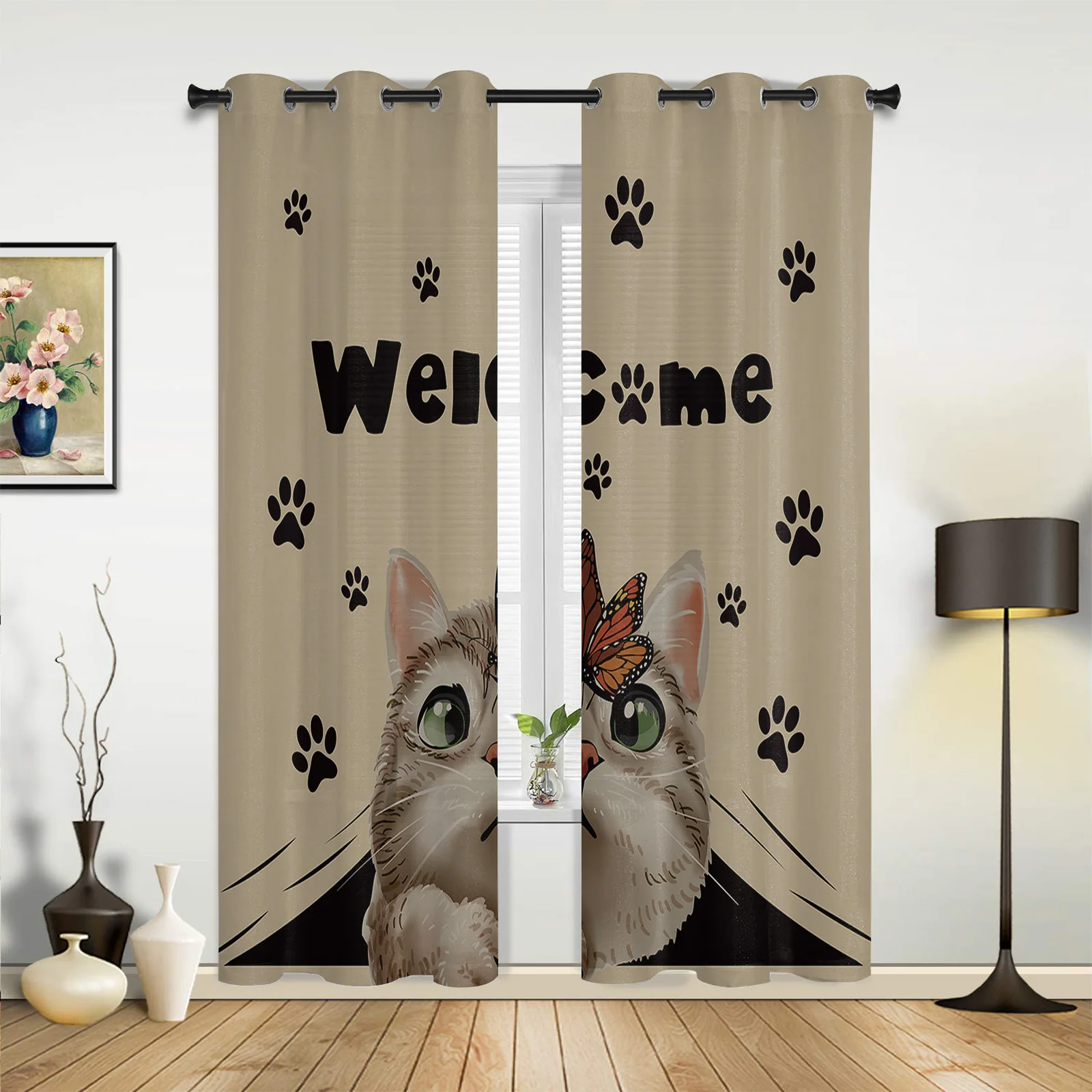 

Занавеска «кошачья лапа» в стиле ретро, милая занавеска на окно для гостиной, столовой, детской, спальни, современный роскошный домашний дек...