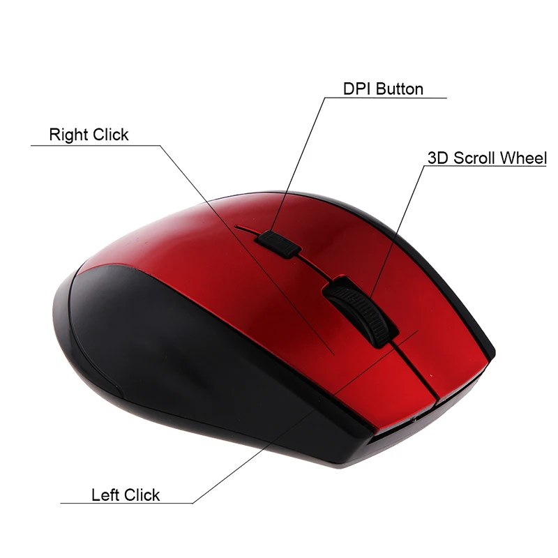 Компьютерная игровая мышь с поддержкой 600/800/1200 DPI 2 4 ГГц