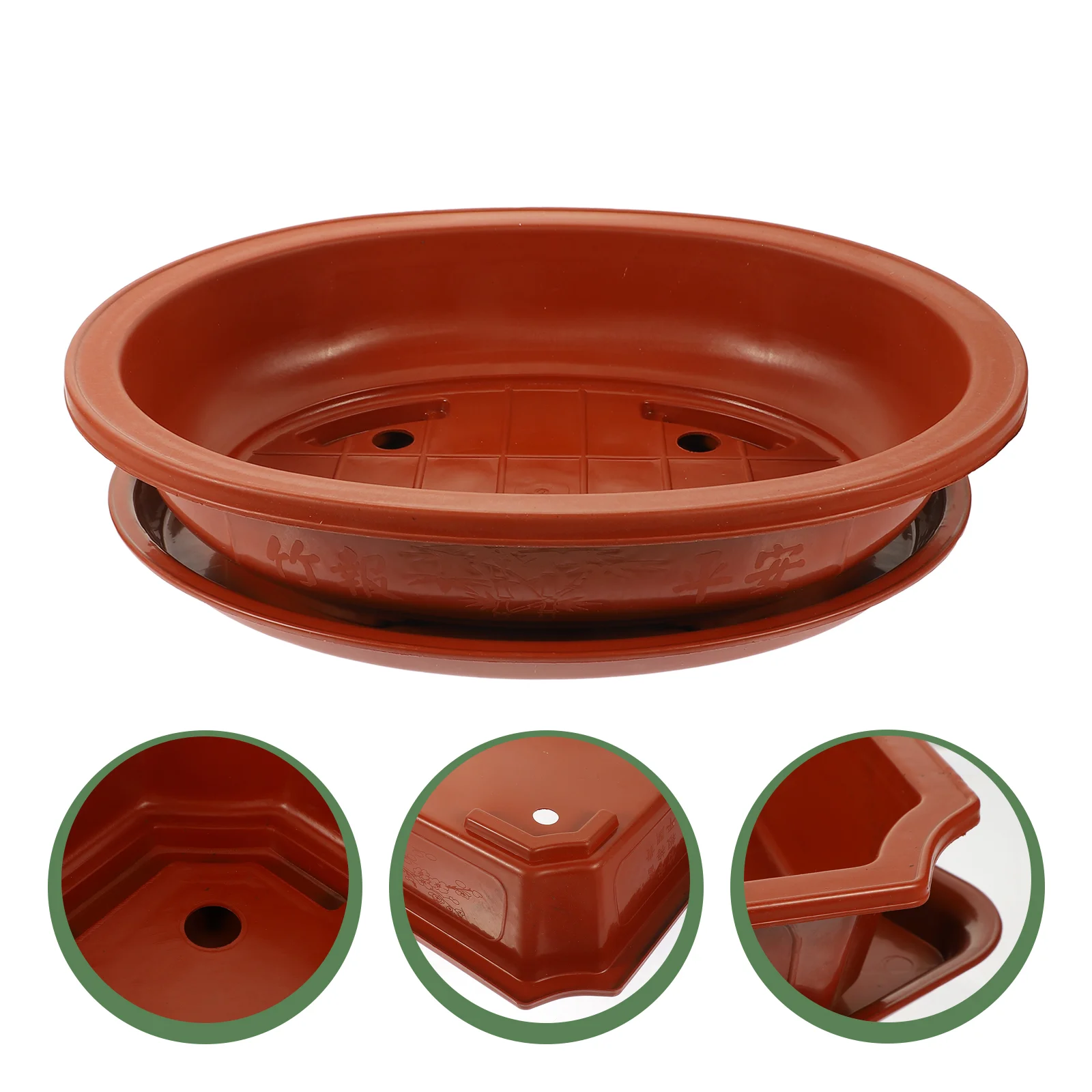 

Garden Supply Orchid Planter Gardening Bonsai Container Ornament Oval Pot Flower Planting Holder Office Household