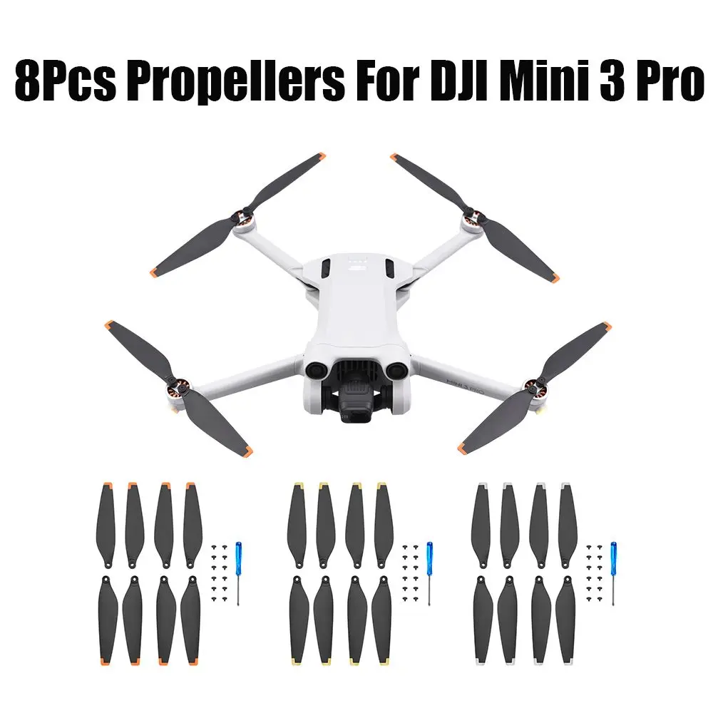 8 Pcs/Set For DJI Mini 3 Pro Propeller Drone Props Blade Replacement Low Noise Wing Fans Part Set Accessories Camera LightWeight