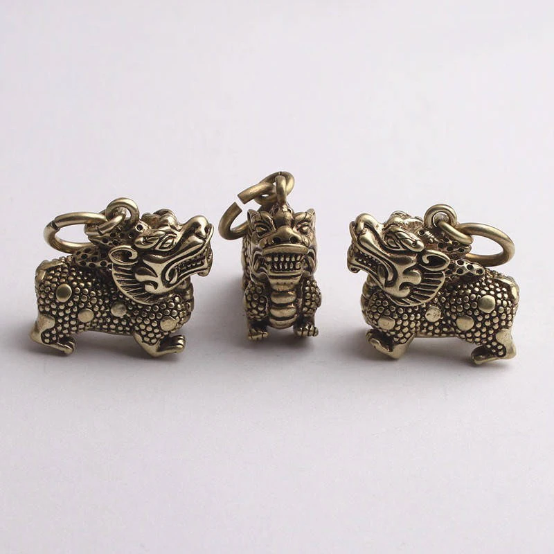 Китайская благоприятная статуя зверя бронзовая фигурка украшения античная медь