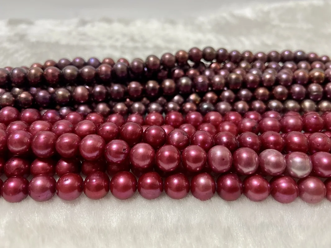 

New Trendy Natural Necklace 8-9mm Round Sea Genuine Red Pearl Jewelry For Women Fine Wedding Accessories