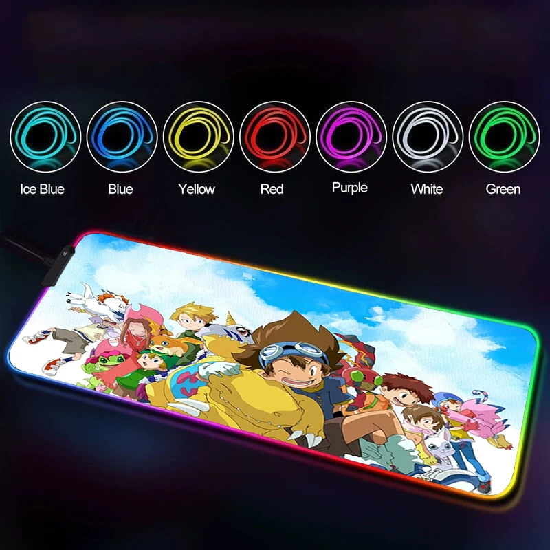 

Custom Digimon Mouse Pad Gamer Accessories Backlit Mat Pc Gaming Computers Computer Table Rgb Deskpad Desk Protector Mousepad