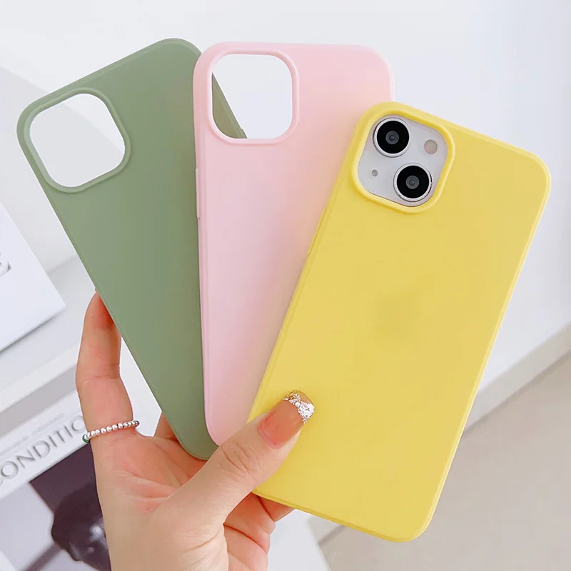 

Cute Candy Color Silicone Matte Shockproof Phone Case For iPhone 6 6S 7 8 X XS XR 11 12 Pro 13 14 SE2020 SE2022 Soft Back Cover