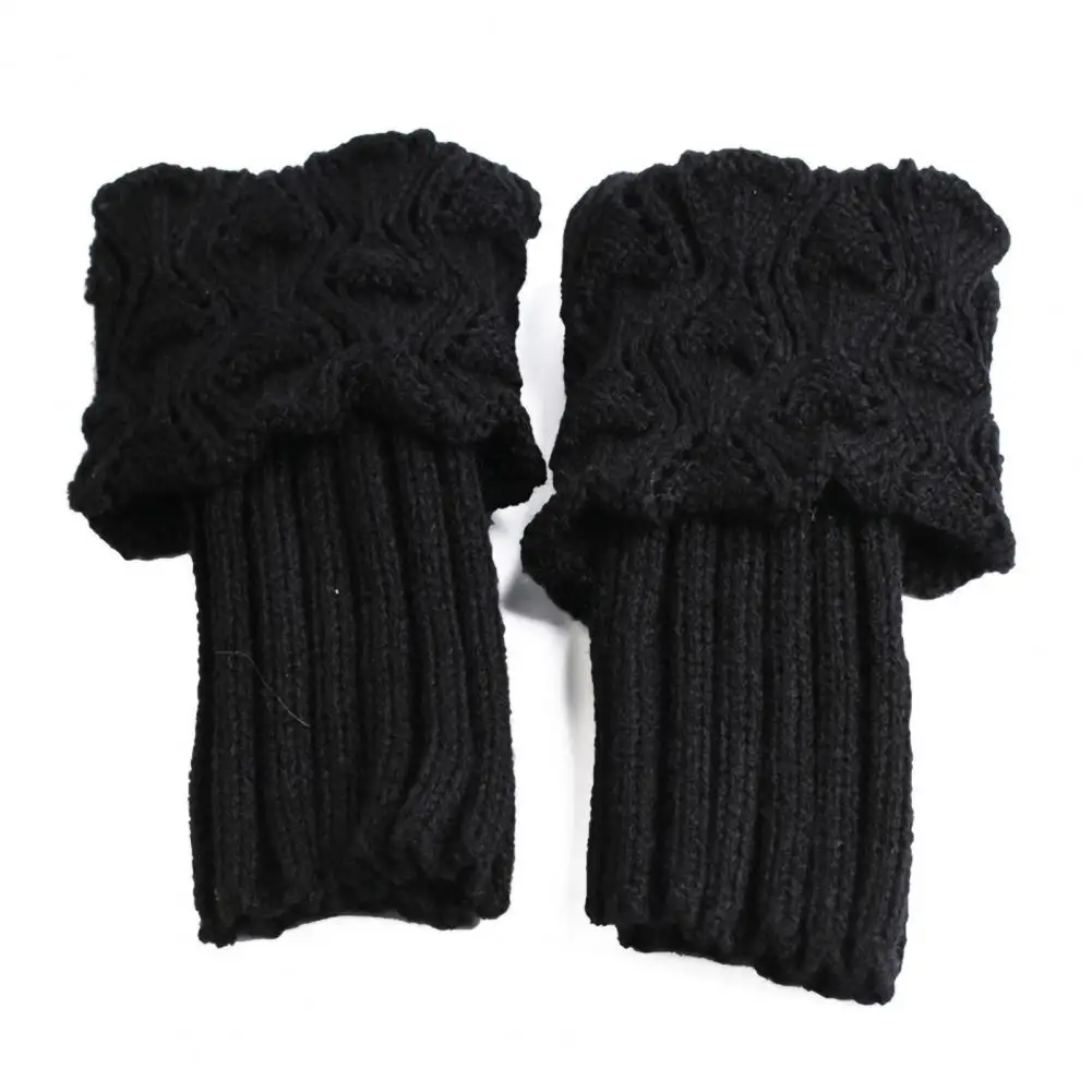 

1 Pair Winter Women Cuffed Crochet Boot Cuffs Socks Knit Toppers Elastic Leg Warmers