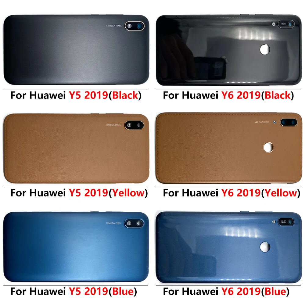 

P Smart 2019 оригинальная задняя крышка батарейного отсека Корпус задний корпус со стеклянным объективом для Huawei Y5 2019 Y6 2019 Y7 2019 Y6P