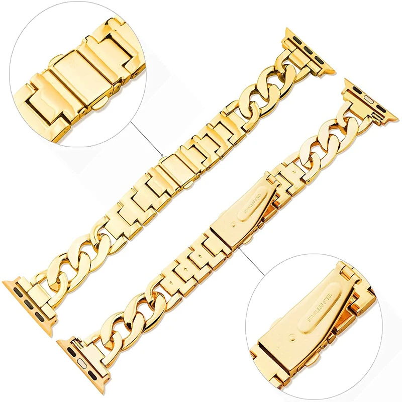 Stainless Steel Strap for Apple Watch band 40mm 44mm 38mm 42mm Metal Link Bracelet for iWatch 6 SE 5 4 7 41mm 45mm Women Correa