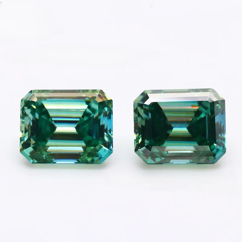 

Green Color Emerald Cut Moissanite Loose Stone 0.4-3ct Geometric Shape VVS1 Moissanite Diamond Bead Pass Tester with Gra for Diy