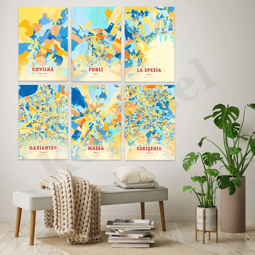 Фото Massa Skisehir Asti Gaziantep La Spezia Derry Gellar Caserta Fole Corville City Color Map Poster №3