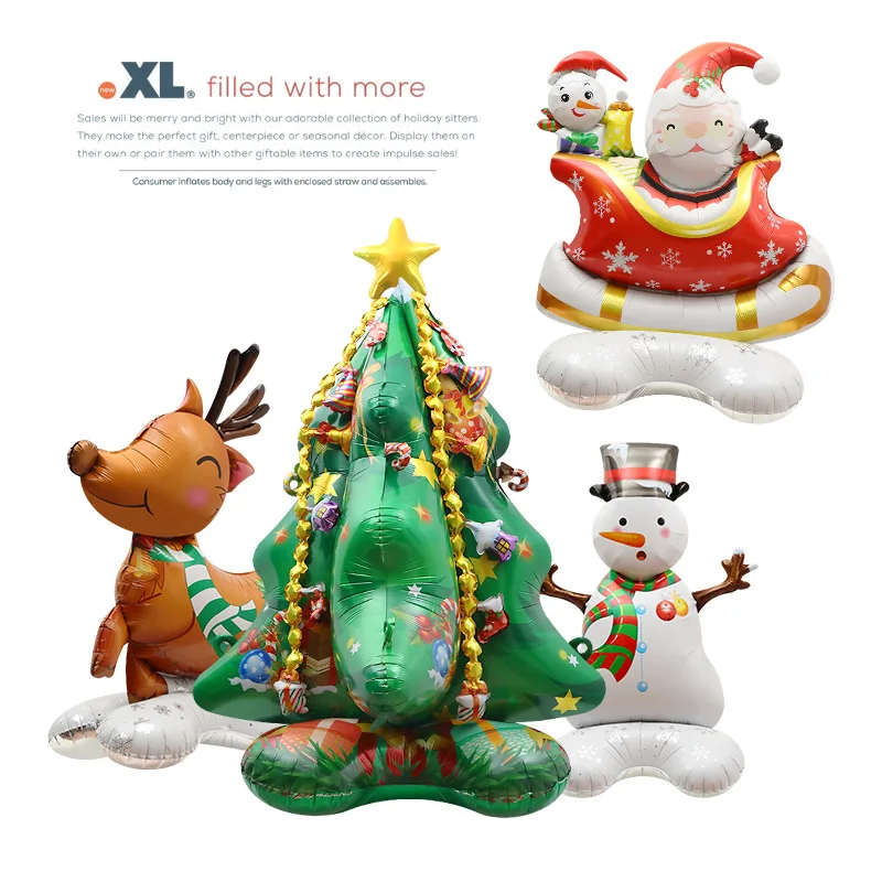 

Огромный Рождественский воздушный шар из алюминиевой фольги, милый Санта-Клаус, аксессуары для декора, реквизит, подарок для детей, игрушка