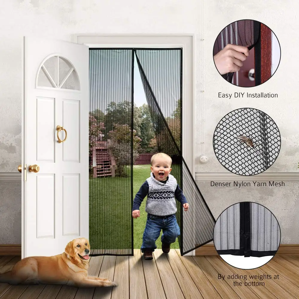 

Mosquito proof door curtain magnetic Velcro self-priming magnet screen door curtain hole free self-adhesive door curtain