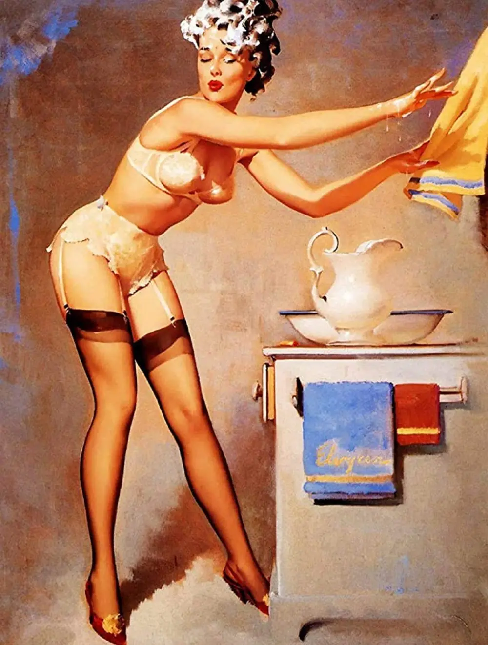 

Gil Elvgren pin up Girl sexy Vintage Tin Sign Art Iron Painting Rusty Poster Decoration Aluminum plaque