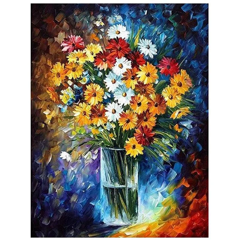 

Diamond Painting Kits For Adults Beginner, Abstract Flower Rhinestone Embroidery Cross Stitch Pictures For Wall Decor