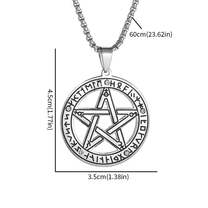 Модное ожерелье из нержавеющей стали в стиле ретро с подвеской виде пентаграммы