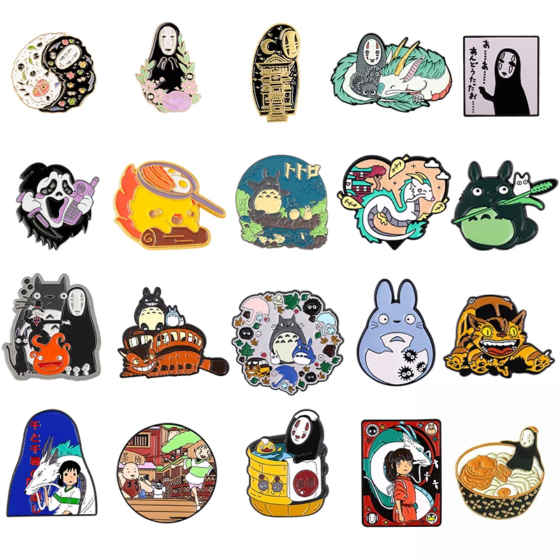 

Студийные Значки для манги на лацкан светящиеся эмалевые значки Тоторо женский рюкзак кавайные хиджаб с пириллированным рисунком