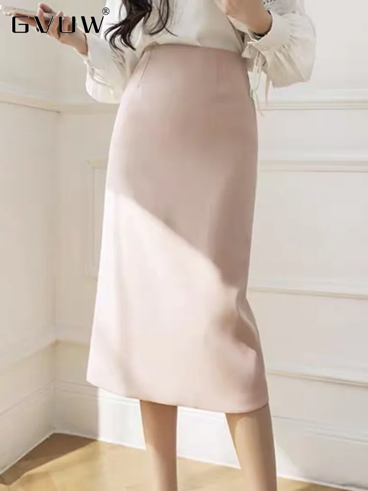 

Женская юбка с поясом на резинке GVUW, однотонная облегающая прямая юбка с поясом на резинке, модель 17G2030 на осень, 2023