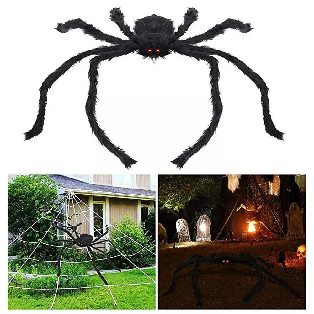 

30-75cm Black Scary Giant Spider Huge Spiders Web Halloween Decoration House Giant Outdoor Decoration Props Haunted Holiday I9Y2