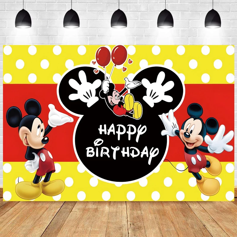 

Disney Mickey Mouse Backdrop Children's Birthday Party Decorations Photography Background Photographic Photo Studio Banner
