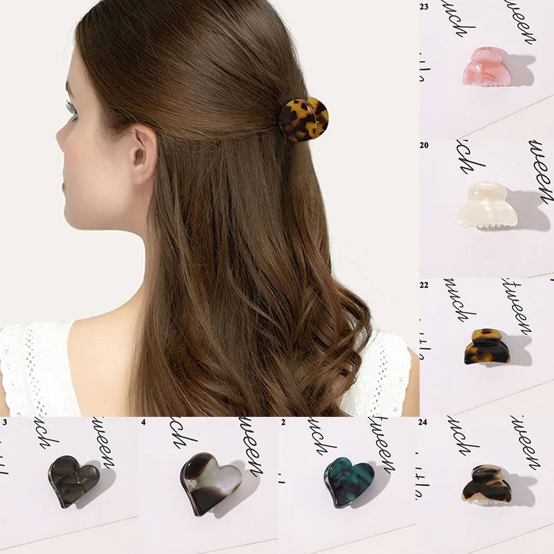 

Hair Claw Clips Barrette Clamp Geometric Acrylic Ponytail Crab Girls Heart And Round Hairpin Hair Styling Accessories For Women