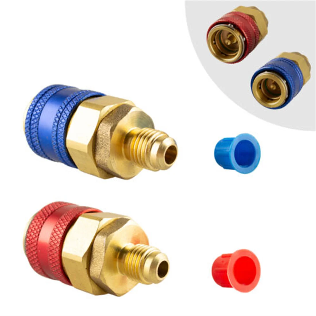 

Aspligo 2Pcs R134A High and Low Pressure Adapters Quick Coupling Air Conditioner Coolant Adjustable Fluoride Quick Connector