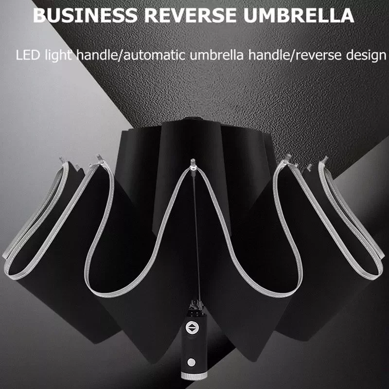 

2023 2022 UV Automatic Umbrella With Reflective Strip Rain Wind Resistant Trip Sun Reverse Umbrellas Folding Umbrella For Drop S
