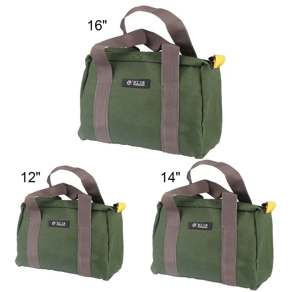 

1Pc Hand Tool Storage Bag Canvas 12/14/16In Portable Easy To Carry For Vehicle Maintenance Carpentry Worker Technician