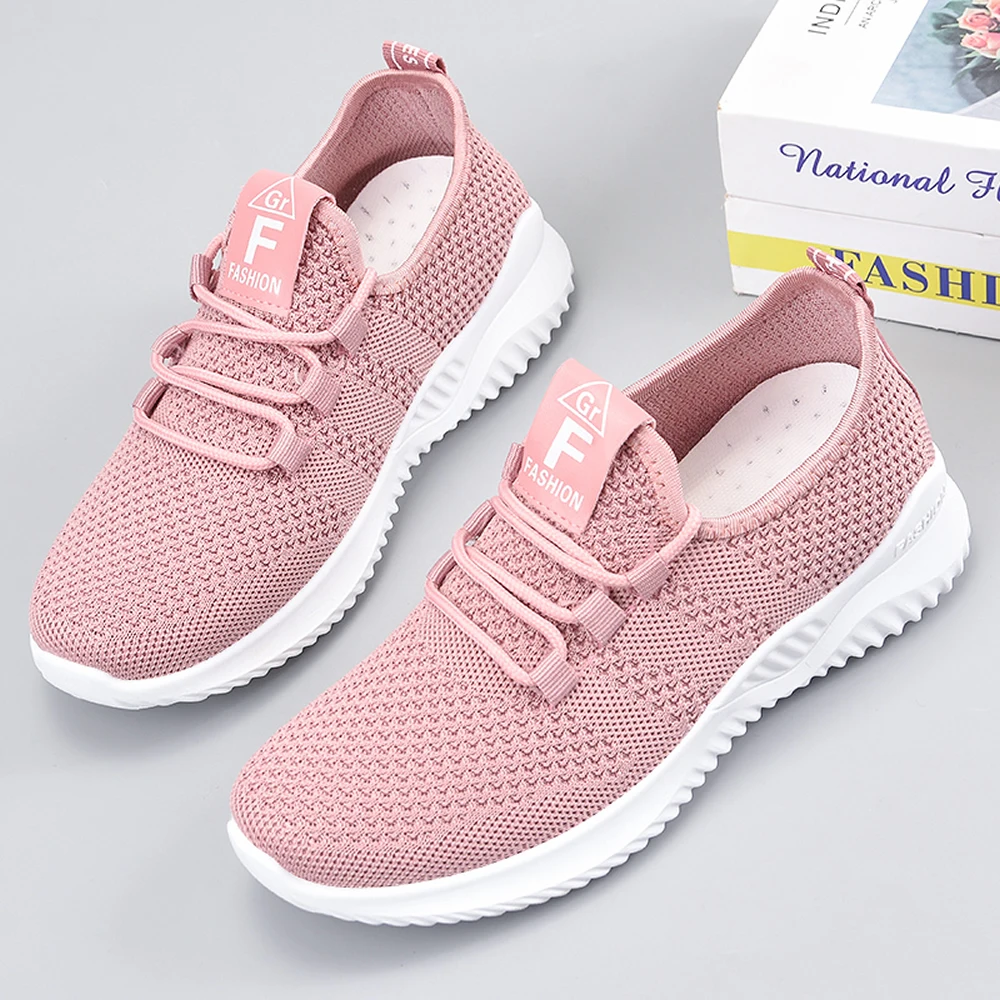 Female 2023 spring casual fashion running shoes flying woven breathable women's shoes soft soled comfortable sneakers for women
