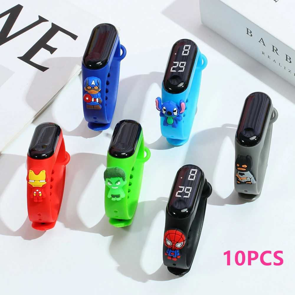 

10PCS Disney Mickey Minnie LED Touch Watch spiderman Bracelet Watch Student Children Sports Cartoon Electronic Watch Present Toy