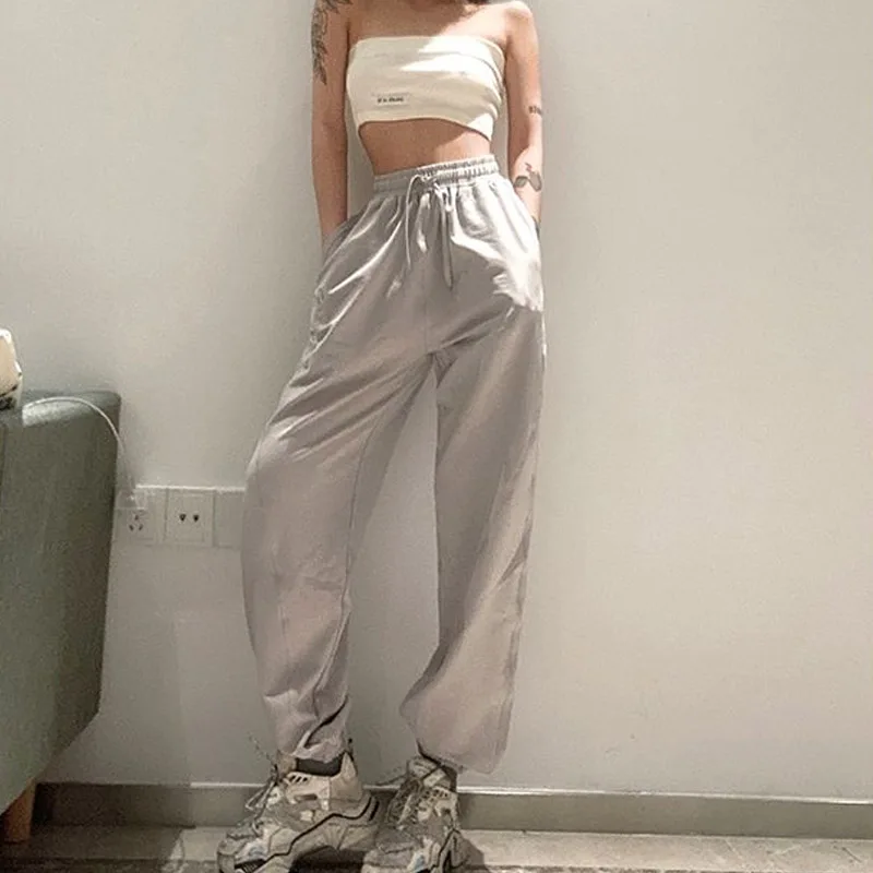 

Японские черные спортивные брюки в стиле Харадзюку, корейская мода, Женские винтажные мягкие спортивные брюки в стиле хип-хоп для девушек с ...