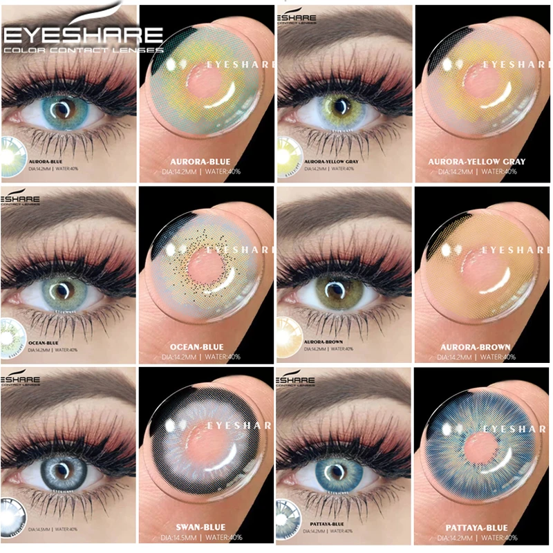 

EYESHARE 1 Pair (2pcs) Purff 3 Tones Gunoud Series Colored Contact Lens Yearly Use Cosmetic Contacts Lenses Eye Color