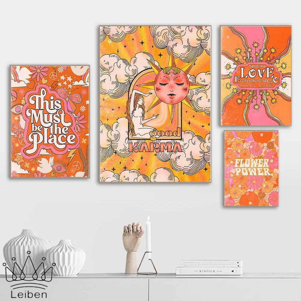 

Boho Sun And Moon Goddess Poster And Print Be Kind And Do Your Thing Quote Canvas Painting Flower Power Modern Living Room Decor