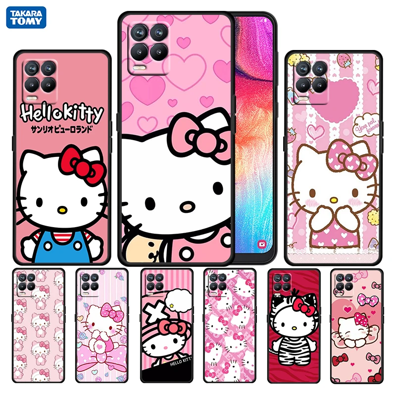 

Hello Kitty Pink Cartoon For OPPO Realme GT Neo Master Edition 9i 8 7 Pro C21S Narzo 30 TPU Soft Silicone Black Phone Case Capa