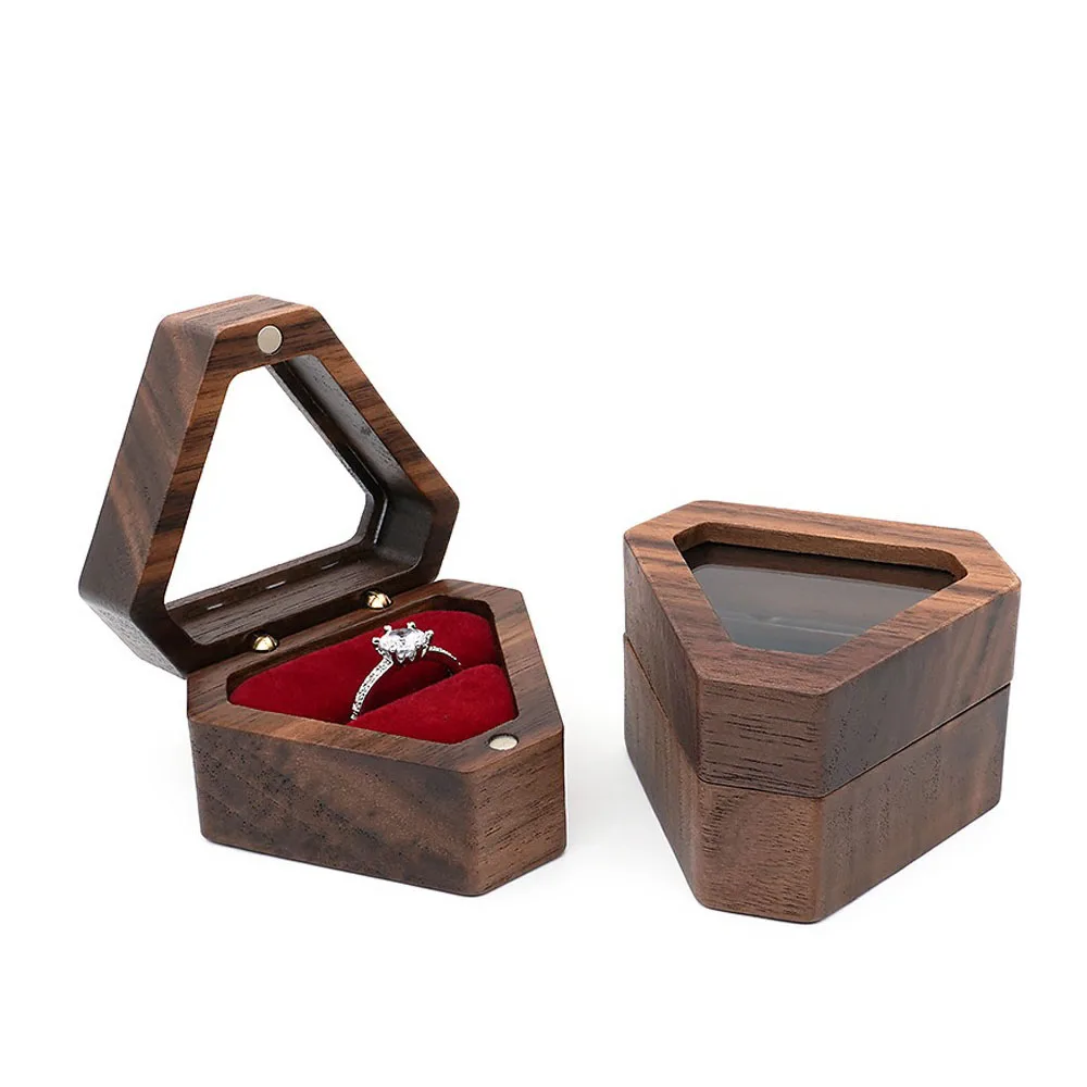 

Solid Wood Wedding Ring Box Proposal Luxury Jewelry Box Portable Travel Small Boxes Necklace Jewelry Storage Box Mistery Gift