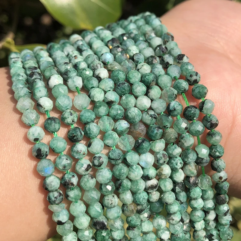 

AA + натуральный зеленый лабрадорит, граненые бусины, бриллианты, рождественские подарочные браслеты 15 дюймов, бриллианты 2/3/4 мм