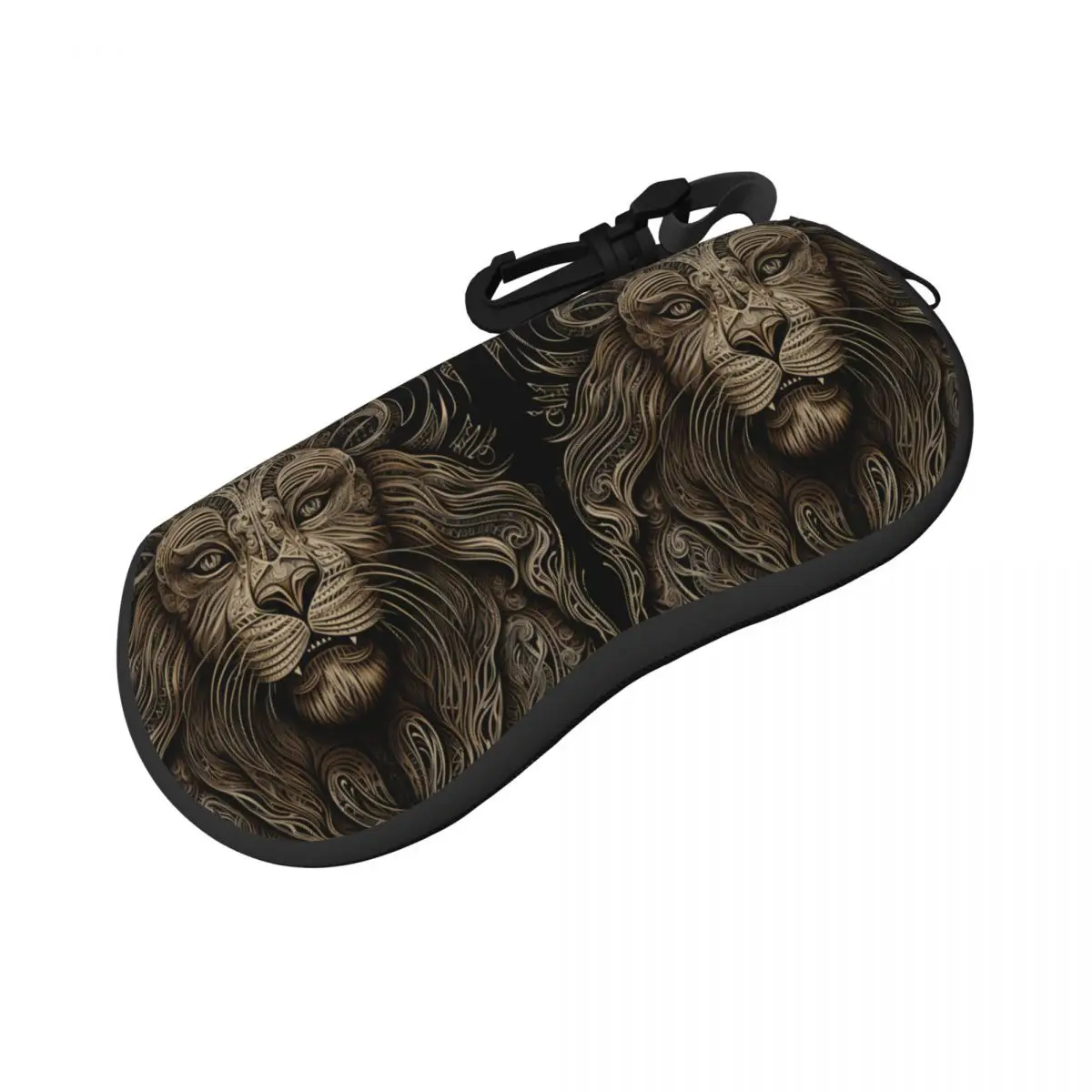 

Lion Horizontal Glasses Case Intricate Lines Travel Personalized Sunglasses Pouch Convenient Men Women Eyewear Bag