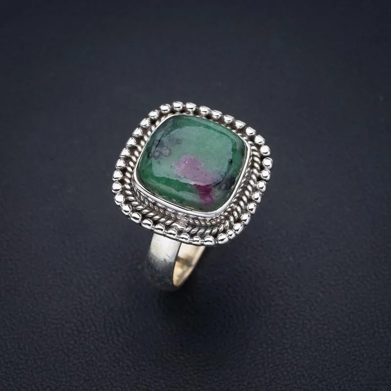 

StarGems Ruby Zoisite ручной работы 925 пробы Серебряное Кольцо 7,25 F1340