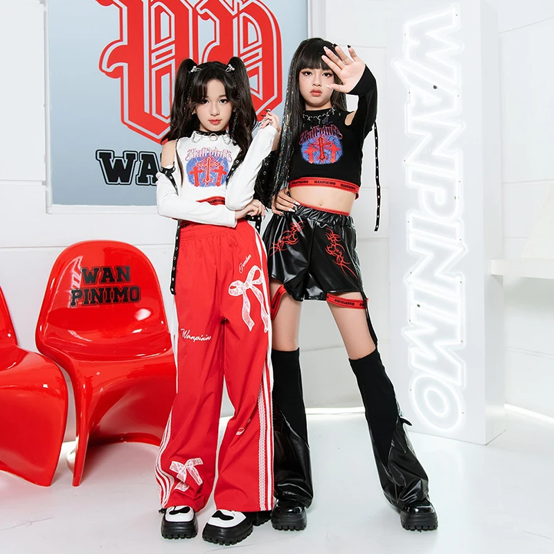 2024 Детский танцевальный костюм в стиле хип-хоп для девочек K-Pop Jazz Stage Outfit Fashion Show