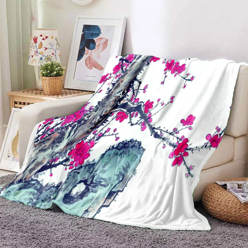 

Chinese Painting Soft Plush Sofa Bed Throwing Cartoon Modern Flannel Blanket Cover Gedruckt Bettdecke Geschenk Picnic Blankets