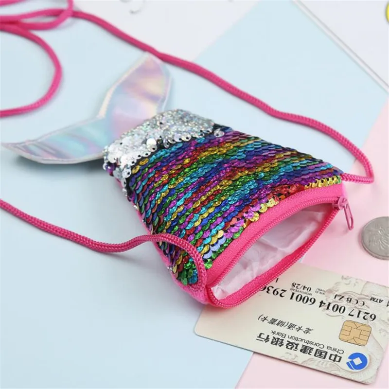 

Women Mermaid Tail Sequins Coin Purse Girls Crossbody Bags Bling Money Change Card Holder Wallet Purse Bag Pouch for Kids Gifts
