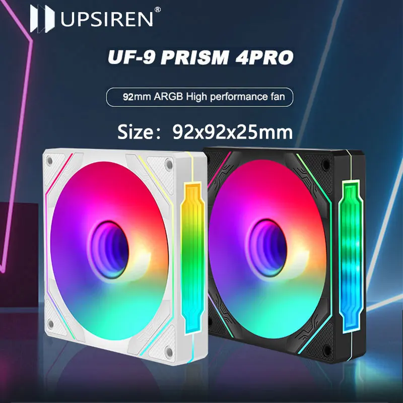 Корпусный вентилятор UPSIREN PRISM 4 PRO 92 мм ARGB 4-контактный тихий охлаждающий с большим