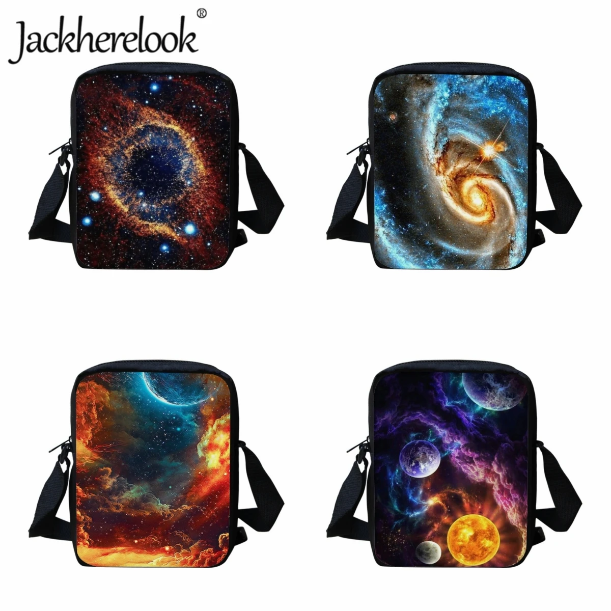 

Jackherelook Boys Schoolbags Mysterious Cosmic Galaxy Print Children's Crossbody Bag Customized Gift Girls Travel Shoulder Bags