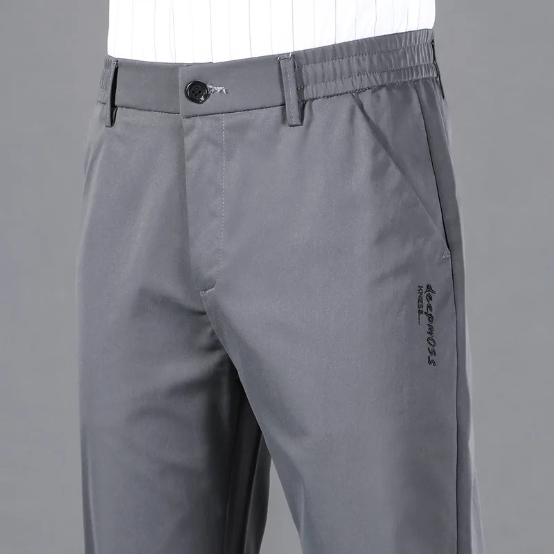 

Мужские брюки стрейч с эластичным поясом, повседневные осенние прямые длинные брюки, деловые брюки с провисающим поясом, 2023