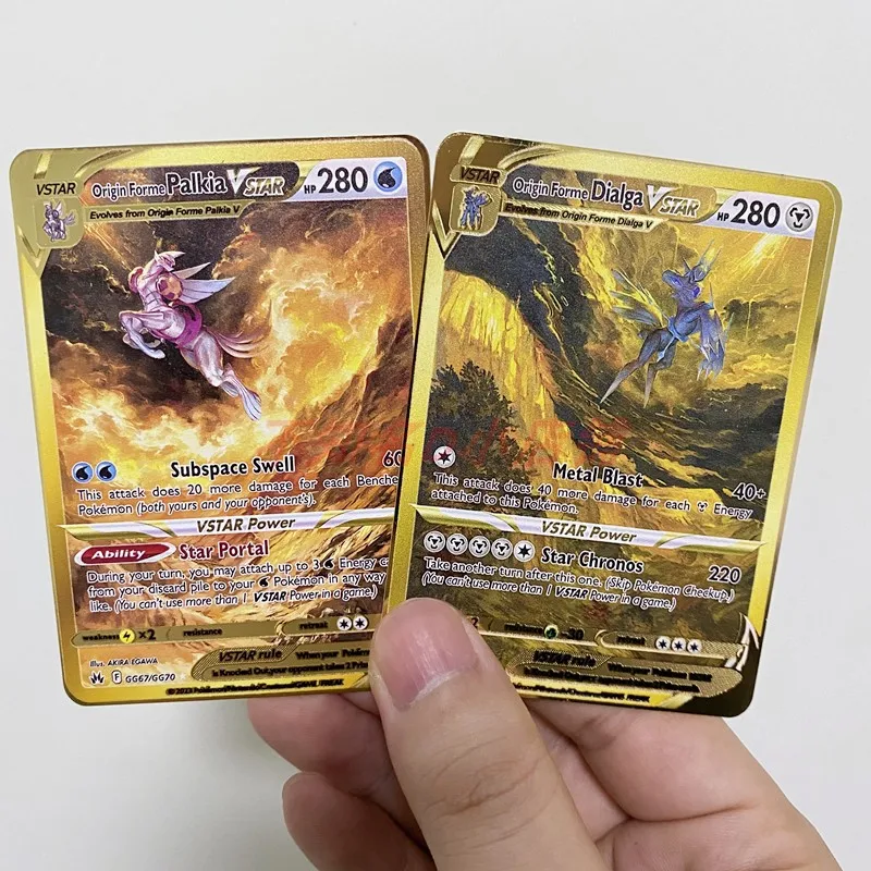 

Pokemon Card DIY Metal Card Dialga Palkia Arceus Collectible Hobby Game Gift Anime Cartoon Toy ACG Japen Gold Mewtwo Kid Vstar