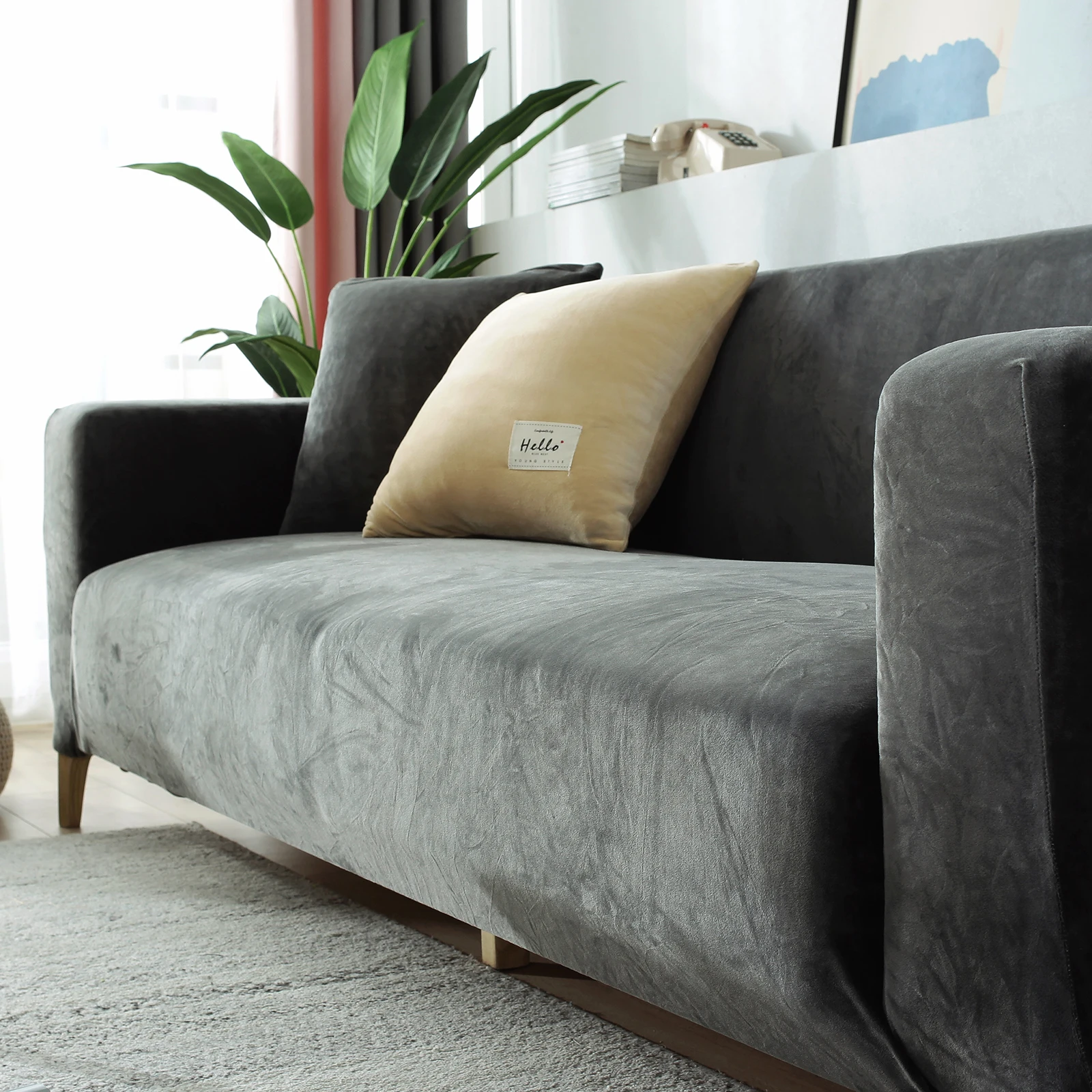 Плотный бархатный чехол для дивана на 1 2 3 4 места Высокоэластичный нескользящий